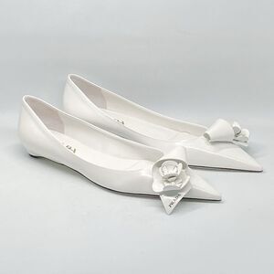 Prada Leather Twist Floral Ballerina Flats